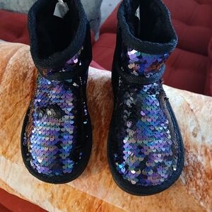 FABKIDS Sequin Kids Boots - Black and Purple